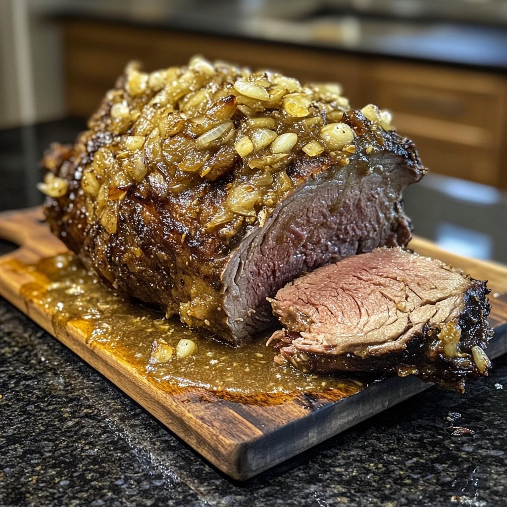 Lamb Shoulder Roast with Roasted Garlic Sauce