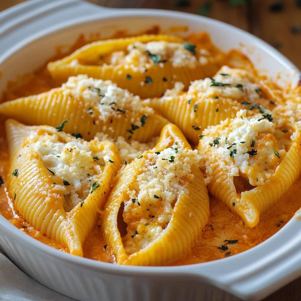 Creamy Pumpkin Ricotta Stuffed Shells