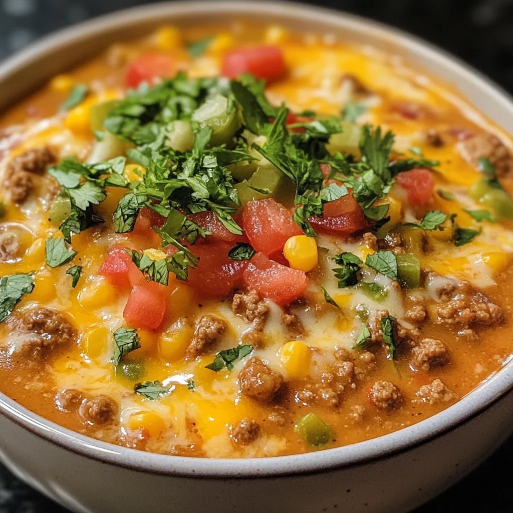 Creamy Cheesy Ground Beef Taco Soup