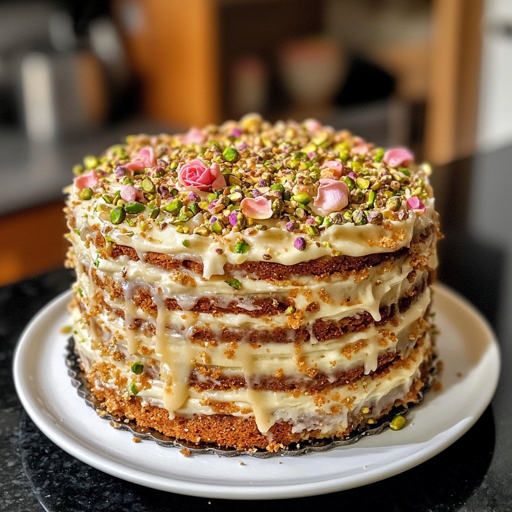 Capricorn Pistachio Rose Cake