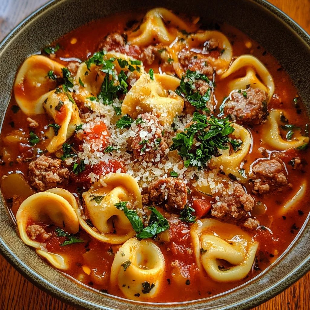 Spicy Sausage & Tortellini Soup