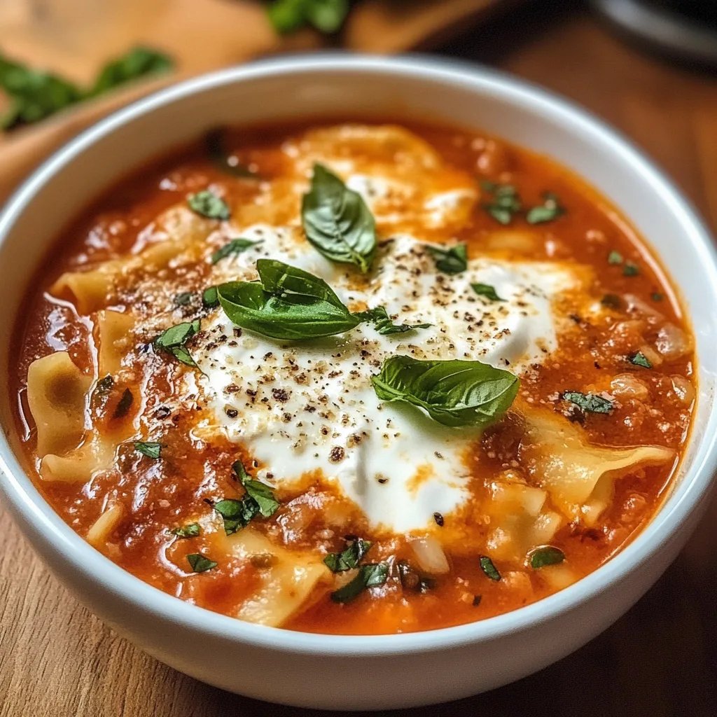 Lasagna Soup with Ricotta Cheese