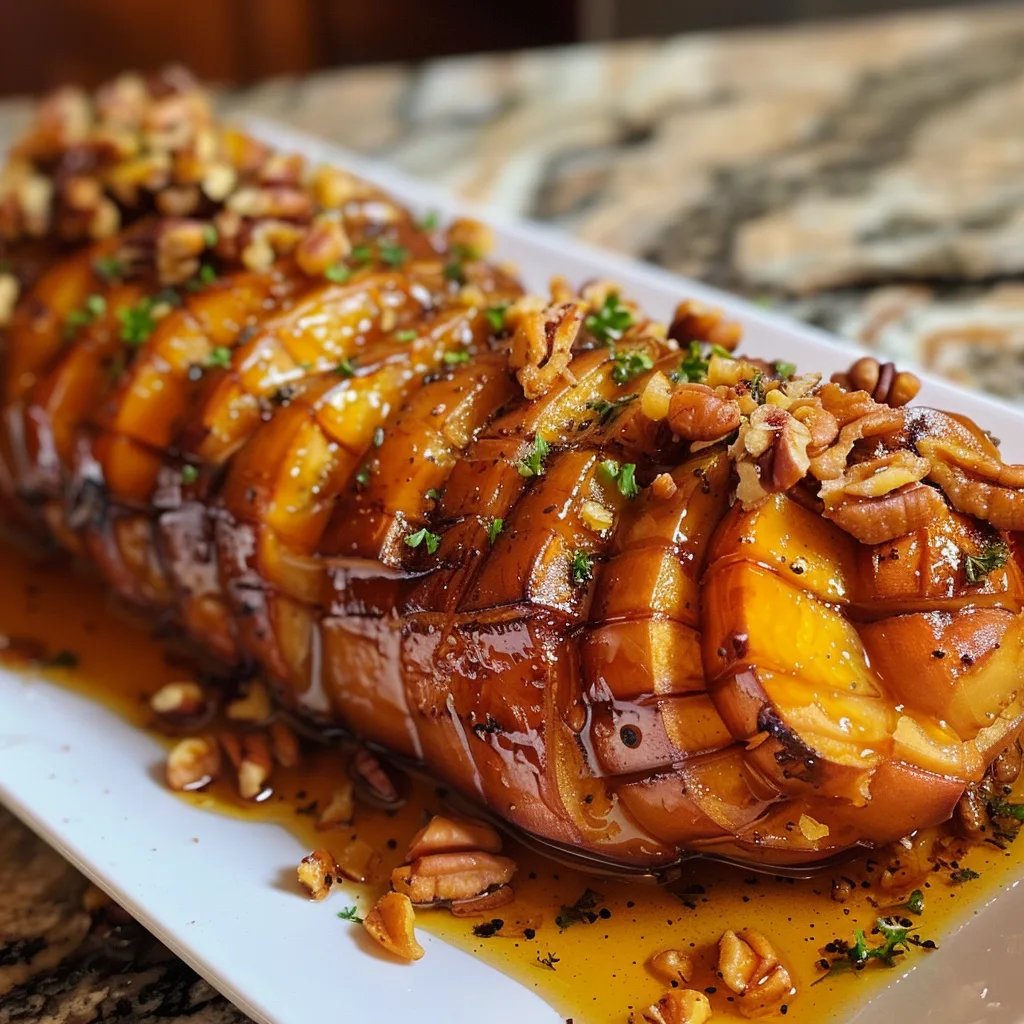 Hasselback Maple Pecan Sweet Potatoes