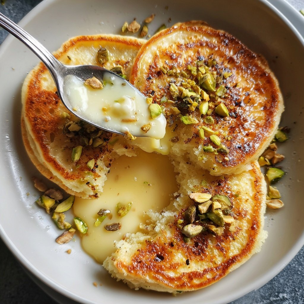 Ricotta Pancakes with Lemon Curd and Pistachios​