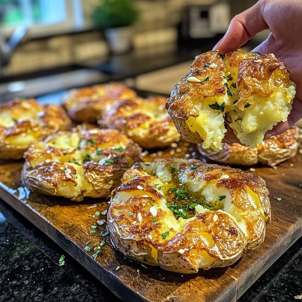 Crispy Smashed Potatoes Garlic
