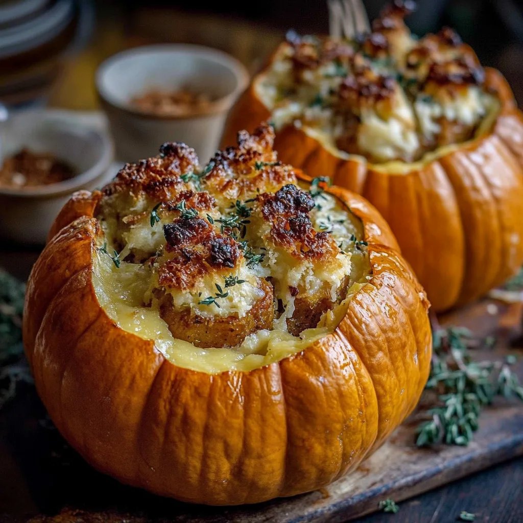 Turkey Sage Stuffed Pumpkins
