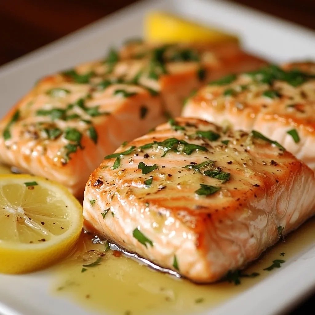 Salmon with Garlic Lemon Butter Sauce